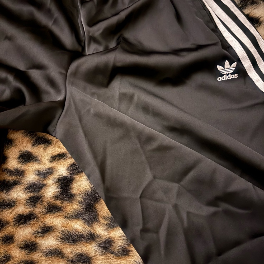 Adidas Black Track Pants with White Stripes